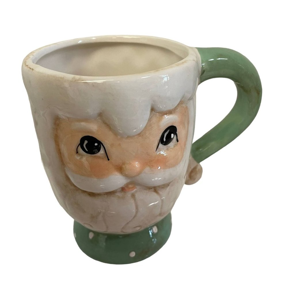 Retro JOHANNA PARKER Cup Mup Mr ‎ Claus Ceramic Christmas Holiday Set 16oz